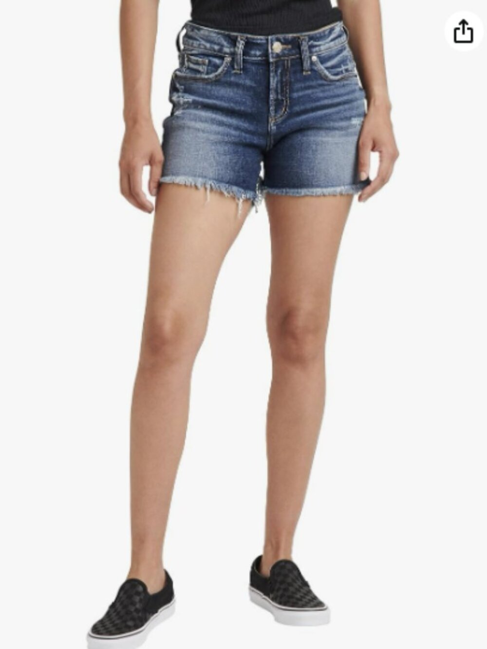 Silver Jeans Dark Blue Distressed Denim Cutoff Shorts